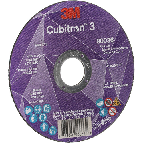 Cubitron 3 Cut-Off Wheel, 4-1/2" x 0.045", 7/8" Arbor, Type T1, Ceramic, 13300 RPM Nuna Depot Inc.
