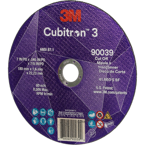 Cubitron 3 Cut-Off Wheel, 7" x 0.09", 7/8" Arbor, Type T27, Ceramic, 8500 RPM Nuna Depot Inc.