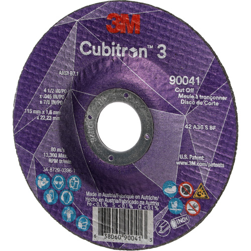 Cubitron 3 Cut-Off Wheel, 4-1/2" x 0.045", 7/8" Arbor, Type T27, Ceramic, 13300 RPM Nuna Depot Inc.