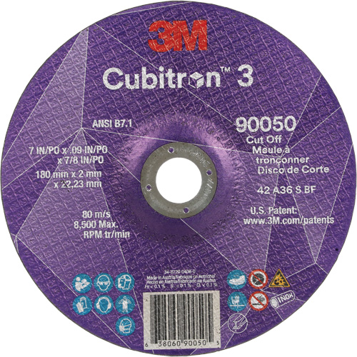 Meule &agrave; tronçonner Cubitron 3, 7" x 0,09", Arbre de 7/8", Type T27, C&eacute;ramique, 8500 Tr/min Nuna Depot Inc.