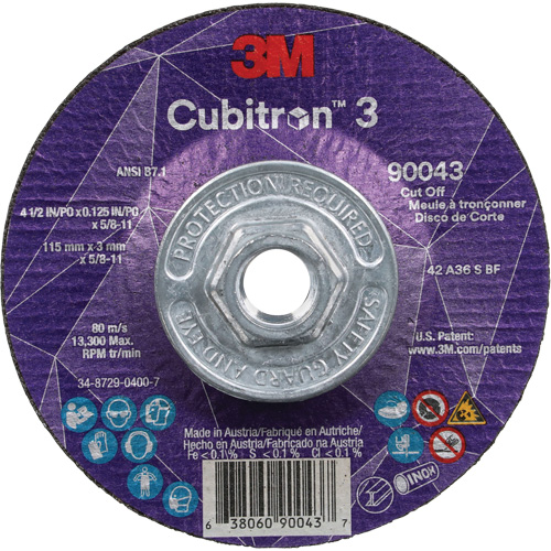 Meule &agrave; tronçonner Cubitron 3, 4-1/2" x 1/8", Arbre de 5/8"-11, Type T27, C&eacute;ramique, 13 300 Tr/min Nuna Depot Inc.