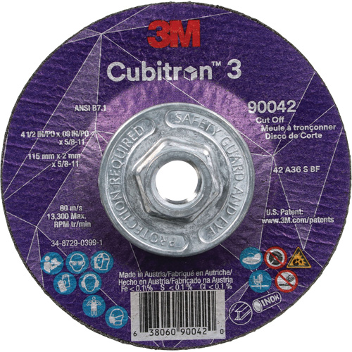 Meule &agrave; tronçonner Cubitron 3, 4-1/2" x 0,09", Arbre de 5/8"-11, Type T27, C&eacute;ramique, 13 300 Tr/min Nuna Depot Inc.