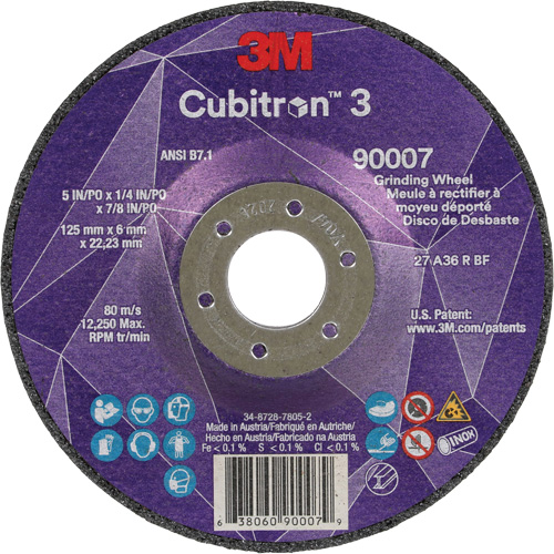 Meule a moyeu d&eacute;port&eacute; Cubitron 3, 5" x 1/4", Arbre 7/8", C&eacute;ramique, Type T27 Nuna Depot Inc.