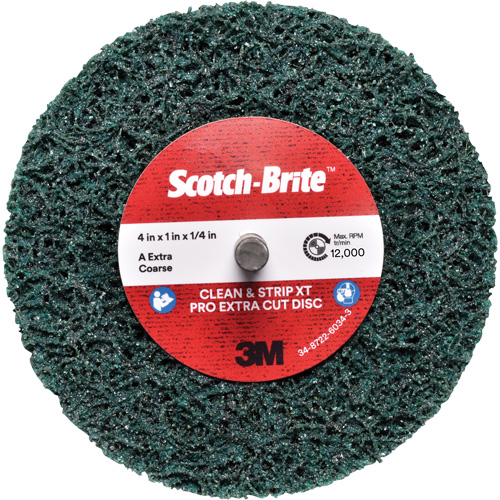 Disque Clean and Strip XT Pro Extra Cut Disc XC-DC Scotch-Brite, 4" dia., Grain Extra grossier, Oxyde d'aluminium Nuna Depot Inc.