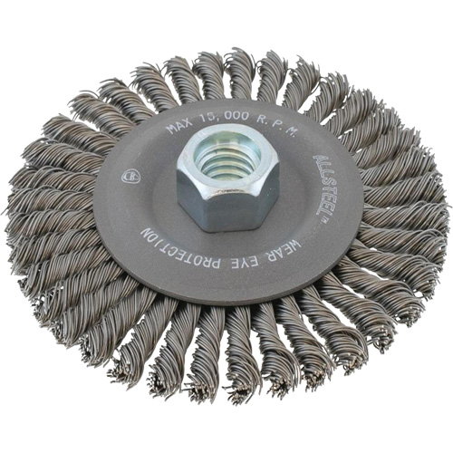 Brosse &agrave; fils m&eacute;talliques ALLSTEEL, 6" dia., Fils 0,02", Arbre 5/8"-11 Nuna Depot Inc.