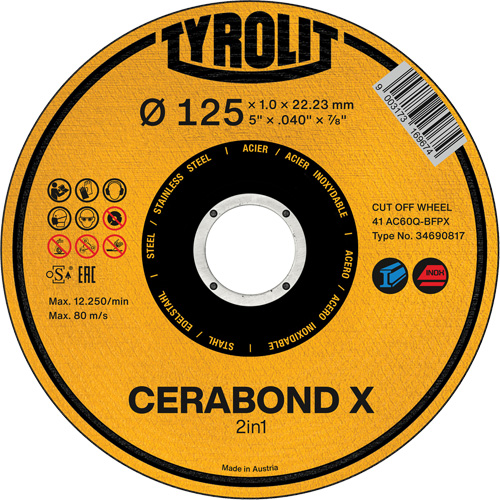 Meule &agrave; tronçonner Cerabond X, 5" x 0,04", Arbre de 7/8", C&eacute;ramique Nuna Depot Inc.