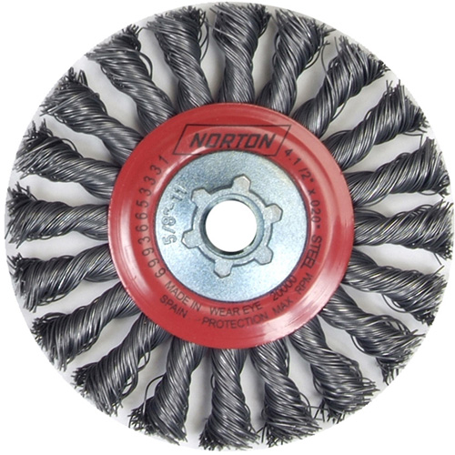 Full Cable Twist Wire Wheel, 4" Dia., 0.02" Fill, 5/8"-11 Arbor, Steel Nuna Depot Inc.