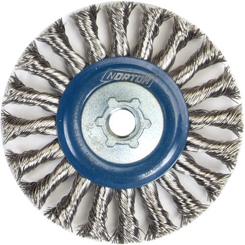 Full Cable Twist Wire Wheel, 4" Dia., 0.02" Fill, 5/8"-11 Arbor, Stainless Steel Nuna Depot Inc.