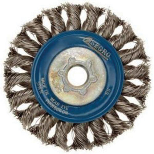Full Cable Twist Wire Wheel, 5" Dia., 0.02" Fill, 5/8"-11 Arbor, Stainless Steel Nuna Depot Inc.