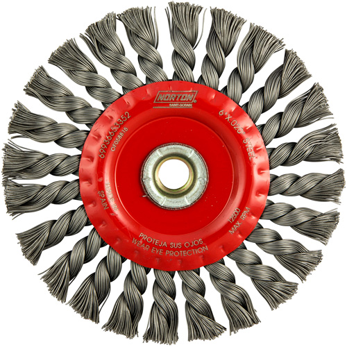 Full Cable Twist Wire Wheel, 6" Dia., 0.023" Fill, 5/8"-11 Arbor, Steel Nuna Depot Inc.