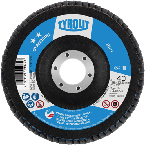 2-in-1 Flap Disc, 4-1/2" x 22.5 mm, Type 27A, 60 Grit, Ceramic Alumina Nuna Depot Inc.