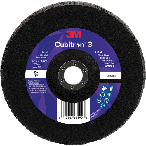 Cubitron 3 Conical  Flap Disc 1169F, 7" x 7/8", Type T29, 40+ Grit, Ceramic Nuna Depot Inc.