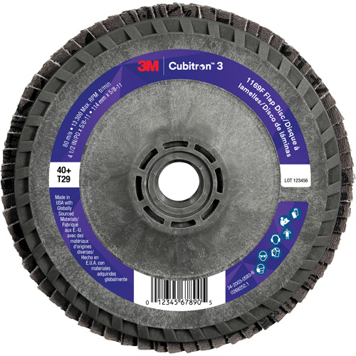 Disque &agrave; lamelles conique 1169F Cubitron 3 &agrave; changement rapide, 4-1/2" x 5/8"-11, Type T29, Grain 40+, C&eacute;ramique Nuna Depot Inc.