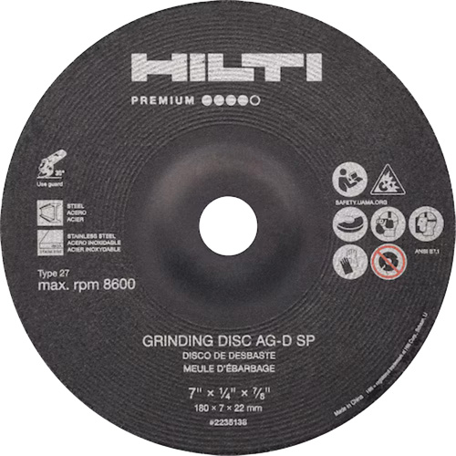 AG-D SP Premium Grinding Wheels, 5" x 1/4", 7/8" Arbor, Zirconium, Type 27 Nuna Depot Inc.