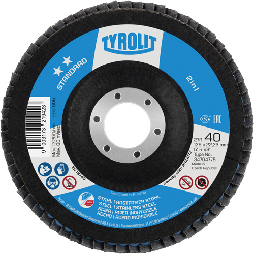 ZA 40 - B425 Standard 2-in-1 Flap Disc, 5" x 7/8", Type 27A, 40 Grit, Zirconia Alumina Nuna Depot Inc.