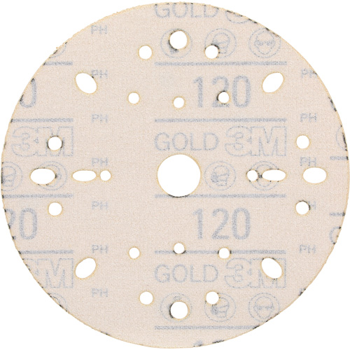 Hookit Gold Abrasive Disc, 6" Dia., 120 Grit, Aluminum Oxide, C-Weight Nuna Depot Inc.