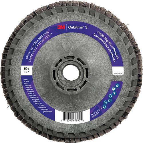 Cubitron 3 Flap Disc 1169F, 5" x 5/8"-11, Type T27, 60+ Grit, Ceramic Nuna Depot Inc.