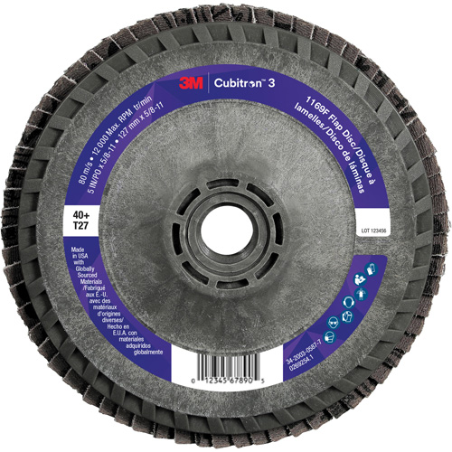 Cubitron 3 Flap Disc 1169F, 5" x 5/8"-11, Type T27, 40+ Grit, Ceramic Nuna Depot Inc.