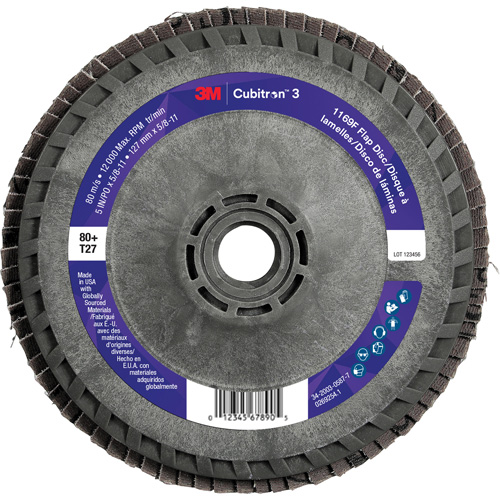 Cubitron 3 Flap Disc 1169F, 5" x 5/8"-11, Type T27, 80+ Grit, Ceramic Nuna Depot Inc.