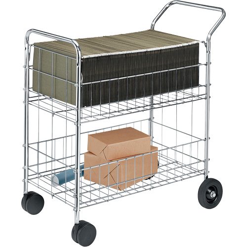 Wire Mail Cart, 200 lbs. Capacity, Chrome, 19" D x 30" L x 39-1/4" H, Chrome Plated Nuna Depot Inc.