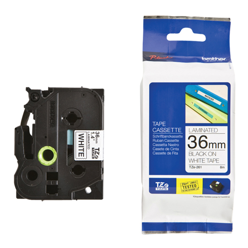 Tape Cartridge for P-touch&reg; Labeling System, 36 mm x 26-1/4', Black on White Nuna Depot Inc.