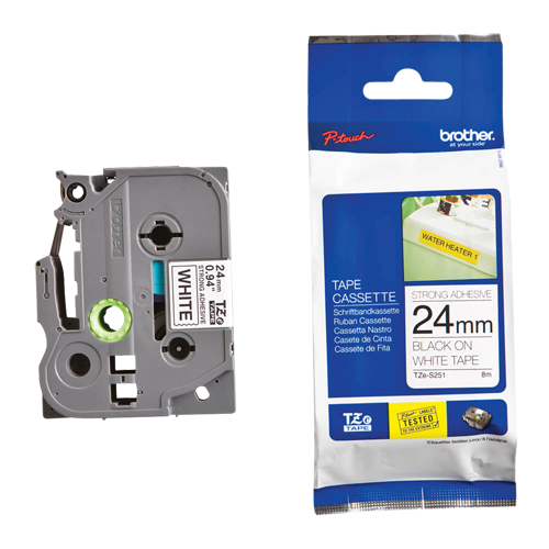 Laminated Industrial Tape, 24 mm x 13', Black on White Nuna Depot Inc.