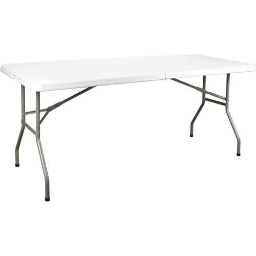 Table se pliant en deux, Rectangulaire, 72" l x 30" la, Poly&eacute;thyl&egrave;ne, Blanc Nuna Depot Inc.