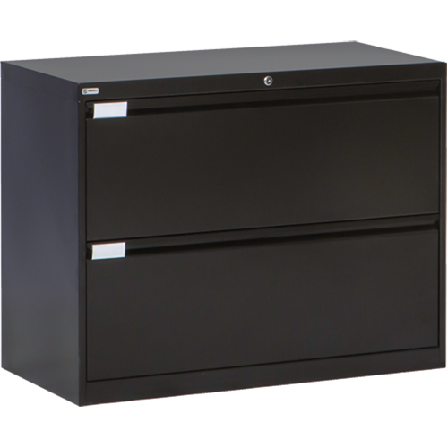 Lateral Filing Cabinet, Steel, 2 Drawers, 36" W x 18" D x 27-7/8" H, Black Nuna Depot Inc.