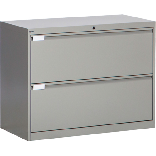 Lateral Filing Cabinet, Steel, 2 Drawers, 36" W x 18" D x 27-7/8" H, Grey Nuna Depot Inc.