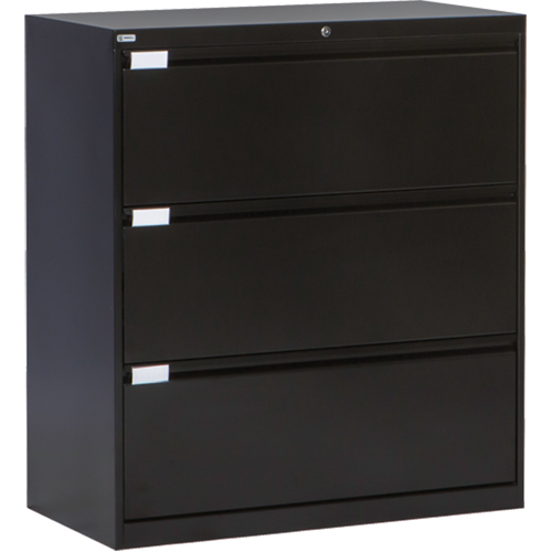 Lateral Filing Cabinet, Steel, 3 Drawers, 36" W x 18" D x 40-1/16" H, Black Nuna Depot Inc.