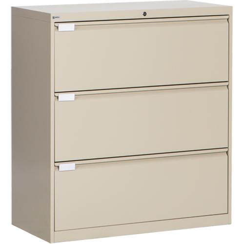 Lateral Filing Cabinet, Steel, 3 Drawers, 36" W x 18" D x 40-1/16" H, Beige Nuna Depot Inc.