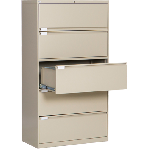 Lateral Filing Cabinet, Steel, 5 Drawers, 36" W x 18" D x 65-1/2" H, Beige Nuna Depot Inc.