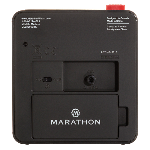 Desk Alarm Clock, Analog, Battery Operated, 3.5" W x 1.5" D x 3.75" H, Black Nuna Depot Inc.