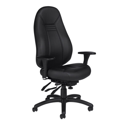 High Back Comfort Chair, Leather, Black, 300 lbs. Capacity Nuna Depot Inc.