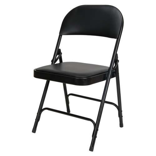 Vinyl Padded Folding Chair, Steel, Black, 300 lbs. Weight Capacity Nuna Depot Inc.