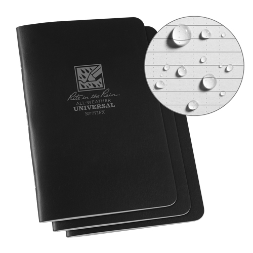 All-Weather Notebook, Soft Cover, Black, 48 Pages, 4-5/8" W x 7" L Nuna Depot Inc.