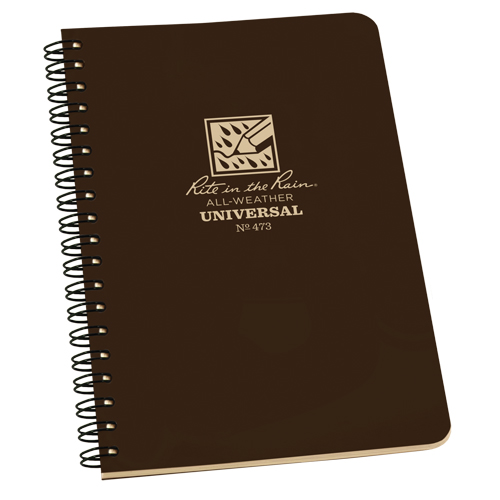 Carnet de notes de poche &agrave; spirale lat&eacute;rale, Couverture souple, Brun, 64 Pages, 4-5/8" , 7"  Nuna Depot Inc.