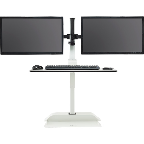 Bureau &eacute;lectrique assis/debout Soar avec bras d&eacute;cran double, Mod&egrave;le de bureau, 37-1/4" h x 27-3/4" la x 22" p, Blanc Nuna Depot Inc.