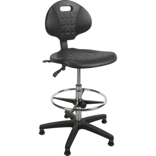 Tabouret robuste et ergonomique, Stationnaire, Ajustable, 39” - 48”, Polyur&eacute;thane Si&egrave;ge, Noir Nuna Depot Inc.