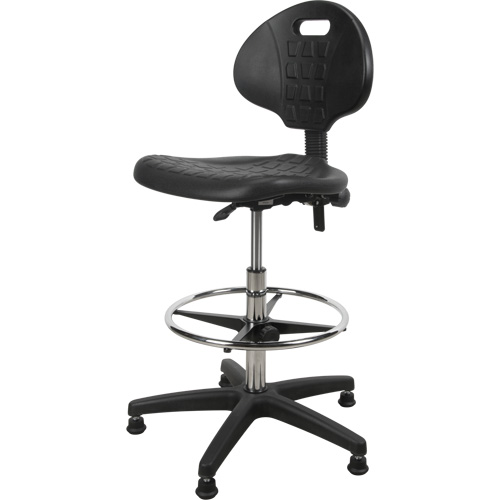 Tabouret robuste et ergonomique, Stationnaire, Ajustable, 39” - 48”, Polyur&eacute;thane Si&egrave;ge, Noir Nuna Depot Inc.