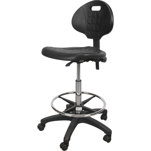 Tabouret robuste et ergonomique, Mobile, Ajustable, 39" - 48", Polyur&eacute;thane Si&egrave;ge, Noir Nuna Depot Inc.