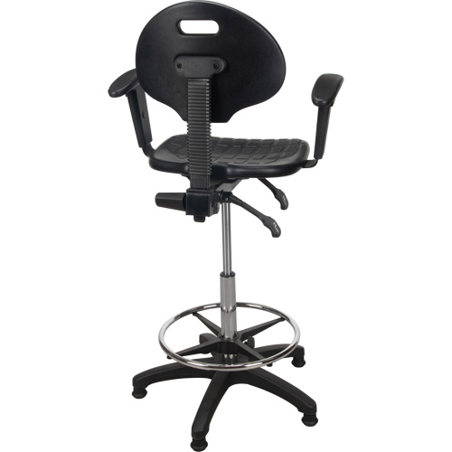 Heavy-Duty Ergonomic Stool with Adjustable Arm Rests, Stationary, Adjustable, 39" - 48", Polyurethane Seat, Black Nuna Depot Inc.