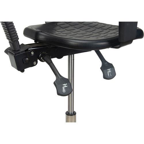 Heavy-Duty Ergonomic Stool with Adjustable Arm Rests, Stationary, Adjustable, 39" - 48", Polyurethane Seat, Black Nuna Depot Inc.