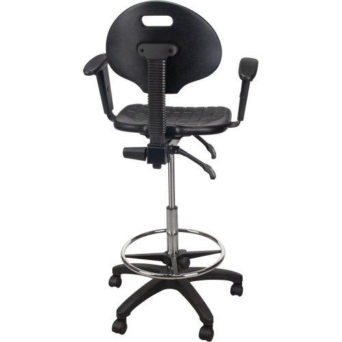 Tabouret ergonomique robuste avec accoudoirs r&eacute;glables et roulettes en nylon, Mobile, Ajustable, 39" - 48", Polyur&eacute;thane Si&egrave;ge, Noir Nuna Depot Inc.