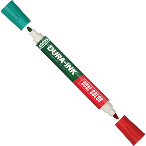 Marqueur &agrave; encre permanente et double couleur Markal Dura-Ink, Vert/Rouge, Pointe Ronde Nuna Depot Inc.