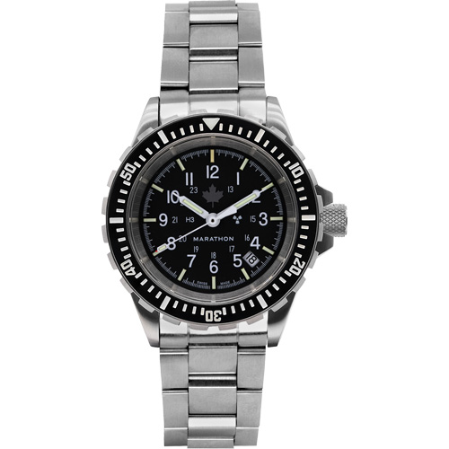 Grande montre automatique de plong&eacute;e avec feuille d'&eacute;rable gris et bracelet en acier inoxydable, Num&eacute;rique, &agrave; piles, 41 mm, Argent Nuna Depot Inc.