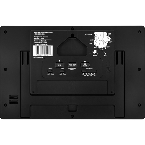 Horloge murale &agrave; r&eacute;glage et ajustement automatiques avec support, Num&eacute;rique, &agrave; piles, Noir Nuna Depot Inc.