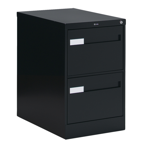 Vertical Filing Cabinet with Recessed Drawer Handles, 2 Drawers, 18.15" W x 26.56" D x 29" H, Black Nuna Depot Inc.
