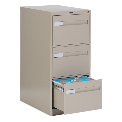 Vertical Filing Cabinet with Recessed Drawer Handles, 3 Drawers, 18.15" W x 26.56" D x 40" H, Beige Nuna Depot Inc.