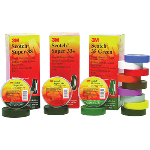 Rubans Super 33+ Scotch, 19 mm (3/4") x 20,1 m (66'), Noir, 7 mils Nuna Depot Inc.